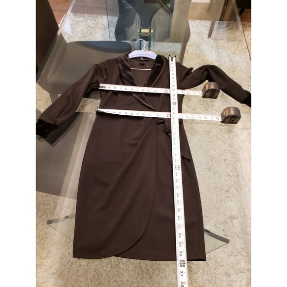 Velvet Fleur Women's Black Polyester V-Neck Long Sleeve Knee Length Dress Size 4 - Picture 8 of 14